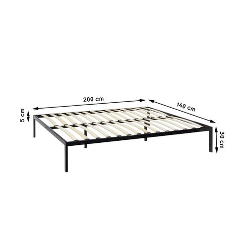 Basi Sommier à Lattes Avec Pieds En Acier Robuste 140x200 Cm Noir