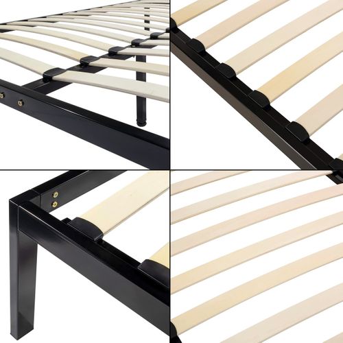 Basi Sommier à Lattes Avec Pieds En Acier Robuste 140x200 Cm Noir