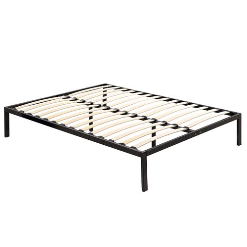 Basi Sommier à Lattes Avec Pieds En Acier Robuste 140x200 Cm Noir