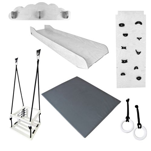 Boulder Aire De Jeux D'intérieur Modulable En Bois Pour Enfants Dès 6 Mois Blanc