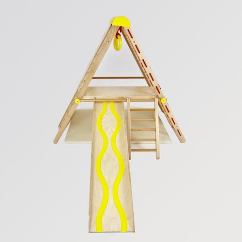 Junior Aire De Jeux D'intérieur Modulable En Bois Pour Enfants Dès 6 Mois Jaune