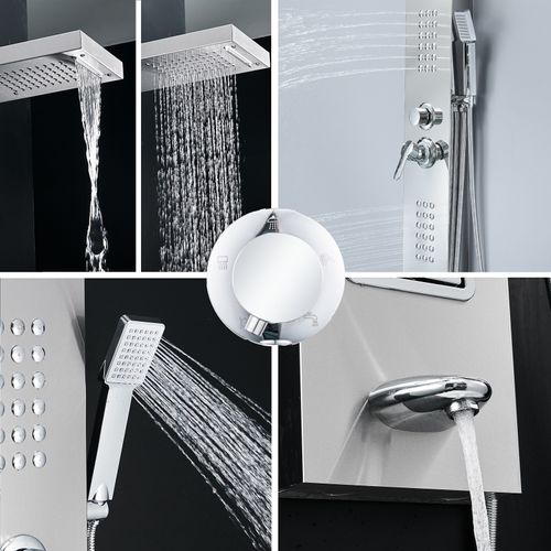 Colonne De Douche Hydromassante 4 Jets + 1 Robinet Gris - Luly