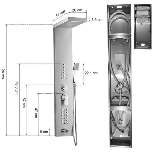 Colonne De Douche Hydromassante 4 Jets + 1 Robinet Noir - Luly