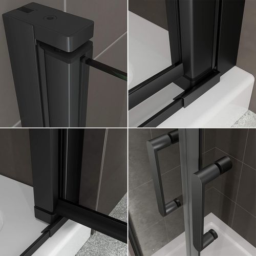 Porte De Douche Noir H190 Largeur 76-79 Cm Verre Transparent 6 Mm, Portes Battantes Kimiblack