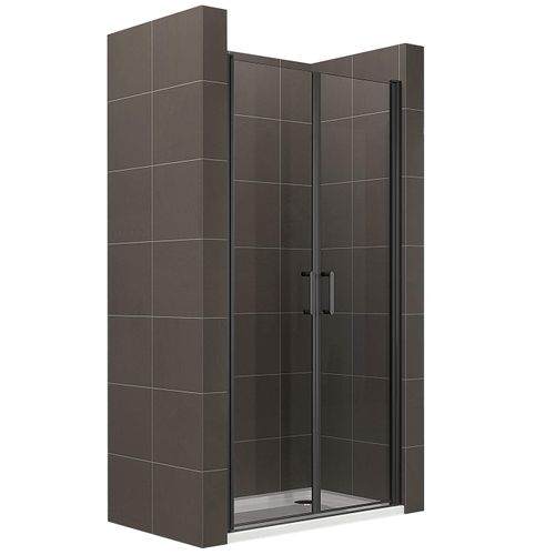 Porte De Douche Noir H180 Largeur 82-85 Cm Verre Transparent 6 Mm, Portes Battantes Kimiblack
