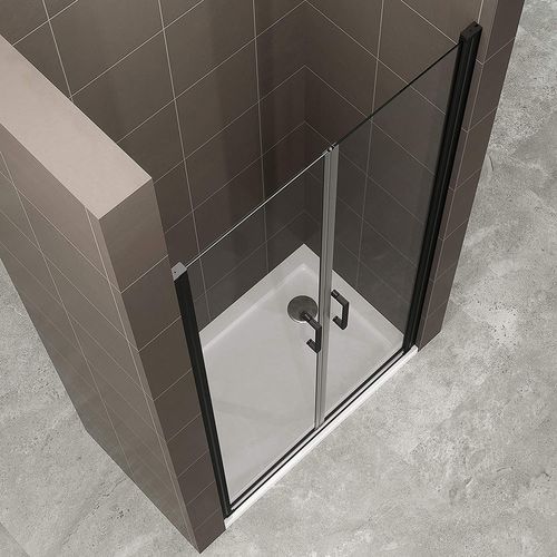 Porte De Douche Noir H180 Largeur 73-76 Cm Verre Transparent 6 Mm, Portes Battantes Kimiblack