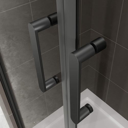 Porte De Douche Noir H180 Largeur 73-76 Cm Verre Transparent 6 Mm, Portes Battantes Kimiblack