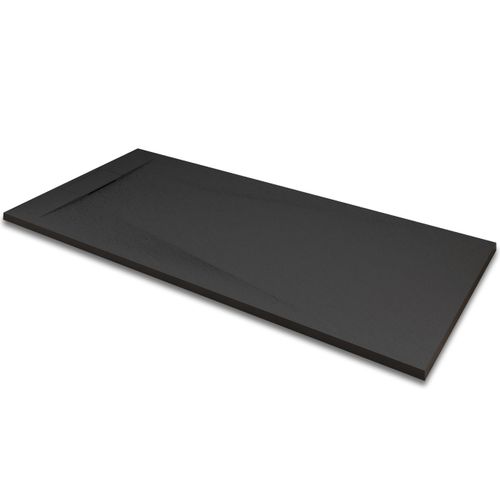 Receveur De Douche Polar 80x160 Cm Noir Effet Pierre Extra-plat Antidérapant + Bonde