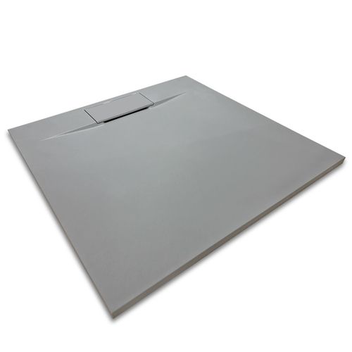 Receveur De Douche Polar 80x80 Cm Gris Effet Pierre Extra-plat Antidérapant + Bonde