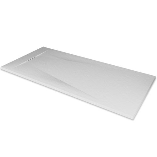 Receveur De Douche Polar 80x120 Cm Blanc Effet Pierre Extra-plat Antidérapant + Bonde