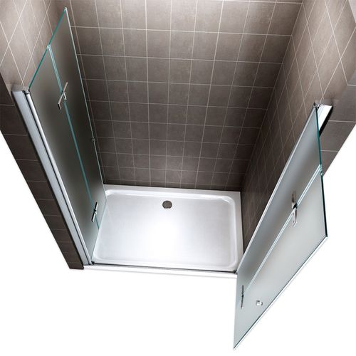 Porte De Douche H195 Largeur 160-164 Cm Verre Opaque 6 Mm Porte Pliante Pivotante Emmy