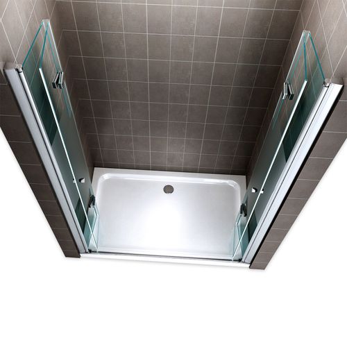 Porte De Douche H195 Largeur 84-88 Cm Verre Semi-opaque 6 Mm Porte Pliante Pivotante Emmy