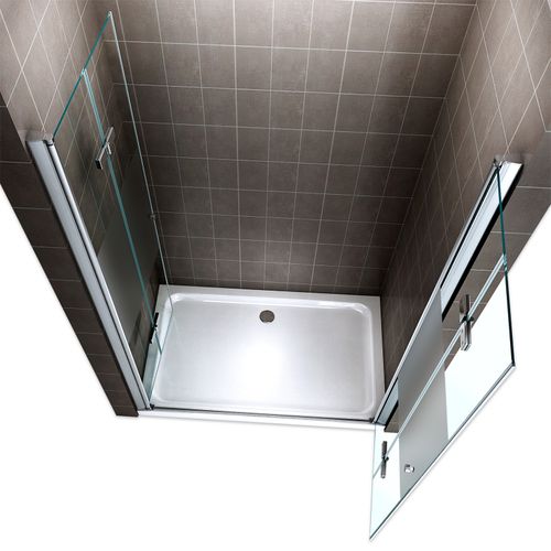 Porte De Douche H195 Largeur 80-84 Cm Verre Semi-opaque 6 Mm Porte Pliante Pivotante Emmy