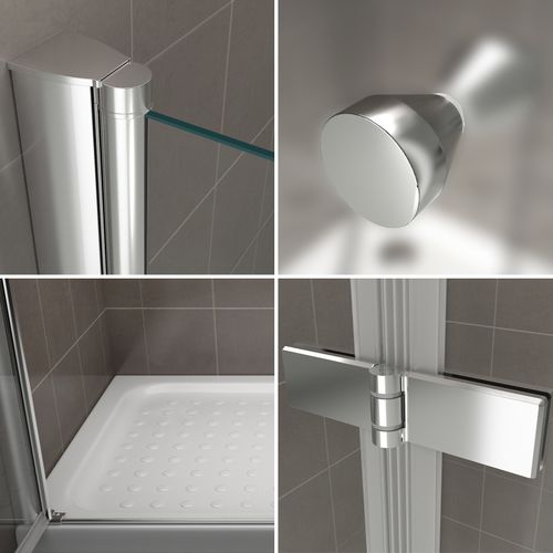 Porte De Douche H195 Largeur 76-80 Cm Verre Semi-opaque 6 Mm Porte Pliante Pivotante Emmy