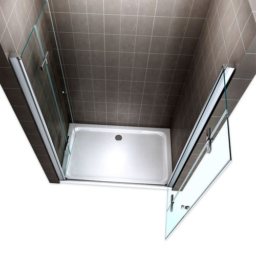 Porte De Douche H195 Largeur 144-148 Cm Verre Transparent 6 Mm Porte Pliante Pivotante Emmy