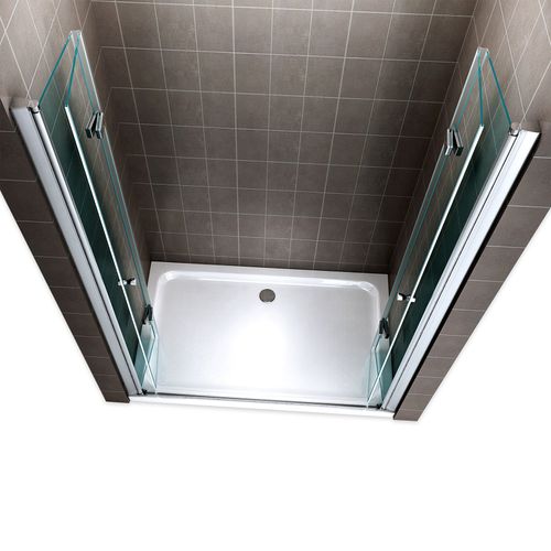 Porte De Douche H185 Largeur 128-132 Cm Verre Transparent 6 Mm Porte Pliante Pivotante Emmy