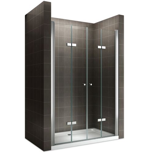 Porte De Douche H185 Largeur 124-128 Cm Verre Transparent 6 Mm Porte Pliante Pivotante Emmy