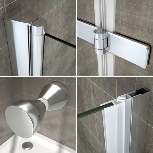 Porte De Douche H195 Largeur 100-104 Cm Verre Transparent Porte Pliante Mona