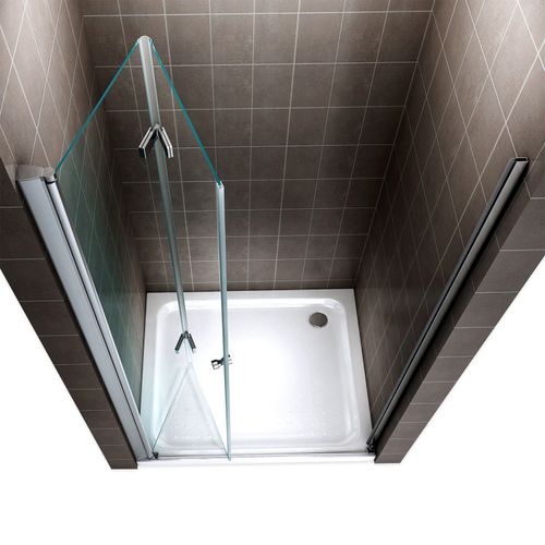 Porte De Douche H195 Largeur 72-76 Cm Verre Transparent Porte Pliante Mona