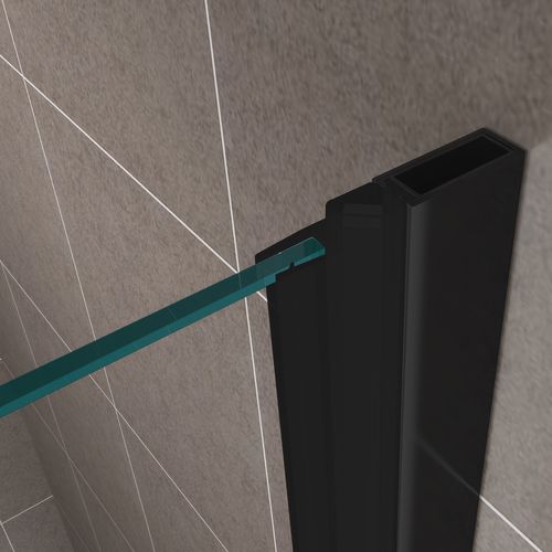 Porte De Douche H195 Noir Largeur 76-80 Cm Verre Transparent Porte Pliante Monablack