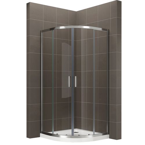 Cabine De Douche H190 80x80cm+receveur 1/4 De Cercle Coulissante Transparente Tiby