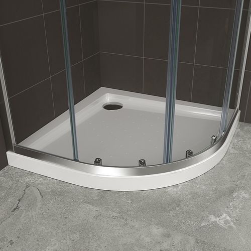 Cabine De Douche H190 80x80cm+receveur 1/4 De Cercle Coulissante Transparente Tiby