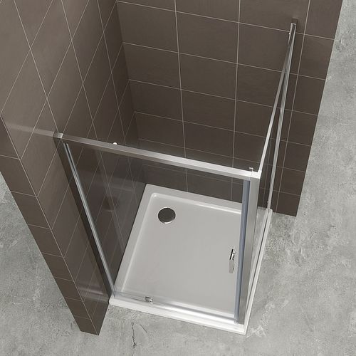 Cabine De Douche H190 70(porte)x90cm Porte Pivotante Verre Transparent Ibea (sans Receveur)