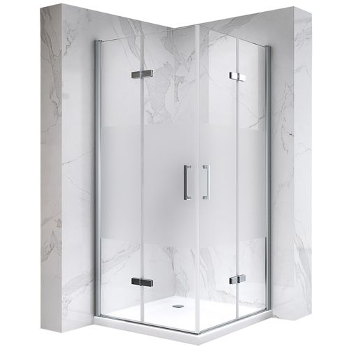 Cabine De Douche Atéa H190 100x80cm +receveur Verre Semi-opaque 2 Portes Pliantes Pivotantes