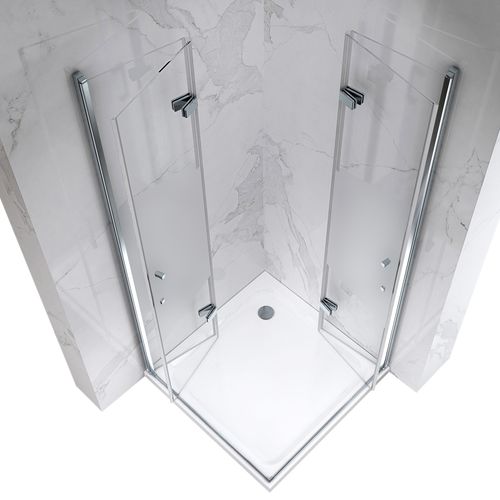 Cabine De Douche Atéa H190 75x95cm Verre Semi-opaque 2 Portes Pliantes Pivotantes (sans Receveur)