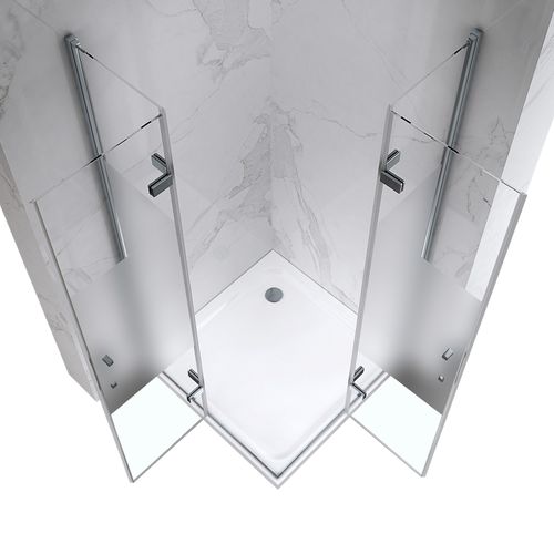 Cabine De Douche Atéa H180 95x120cm Verre Semi-opaque 2 Portes Pliantes Pivotantes (sans Receveur)
