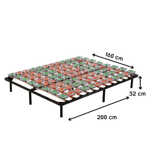 Kept Sommier à Lattes Ergonomique Avec Plots De Soutien 160x200 Cm Avec Pieds