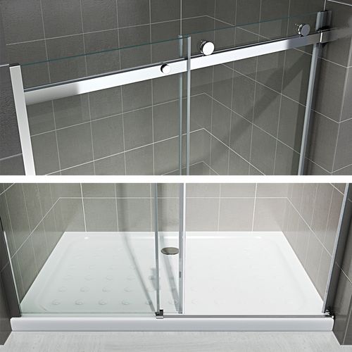 Porte De Douche Coulissante 140 X 200 Cm Verre 8 Mm Transparent Anticalcaire Alix - Saniverre