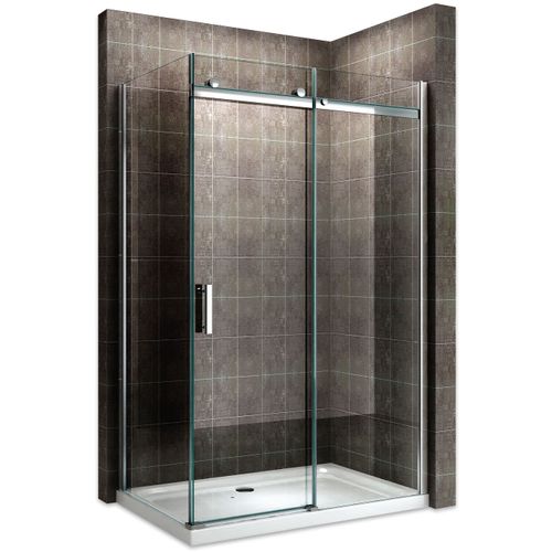 Paroi De Douche D'angle 85x150cm (porte 150) Alixa Porte Coulissante H200 Cm Verre Transparent 8 Mm