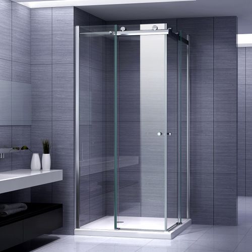 Cabine De Douche 85x100x200cm (sans Receveur) Porte Coulissante Verre 8 Mm Transparent Atemis