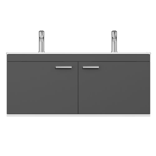Meuble Double Vasque Encastrée 120 Cm 2 Portes Gris Anthracite Salle De Bain - Rubite