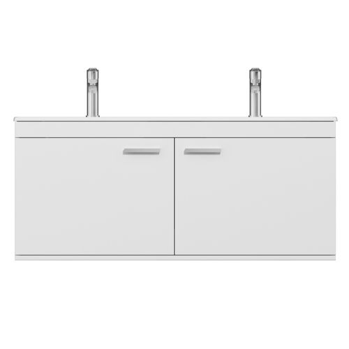 Meuble Double Vasque Encastrée 120 Cm 2 Portes Blanc Salle De Bain - Rubite