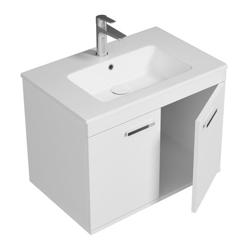 Meuble 1 Vasque Encastrée 70 Cm 2 Portes Blanc Salle De Bain - Rubite