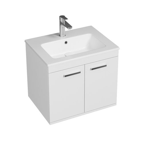 Meuble 1 Vasque Encastrée 60 Cm 2 Portes Blanc Salle De Bain - Rubite