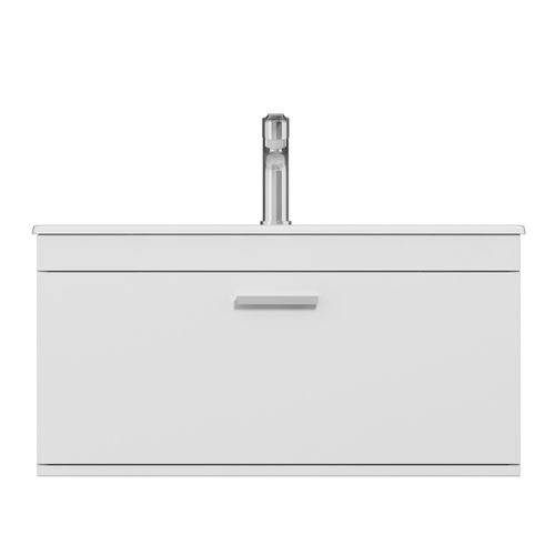 Meuble 1 Vasque Encastrée 80 Cm 1 Tiroir Blanc Salle De Bain - Rubite