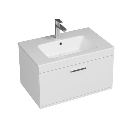 Meuble 1 Vasque Encastrée 70 Cm 1 Tiroir Blanc Salle De Bain - Rubite