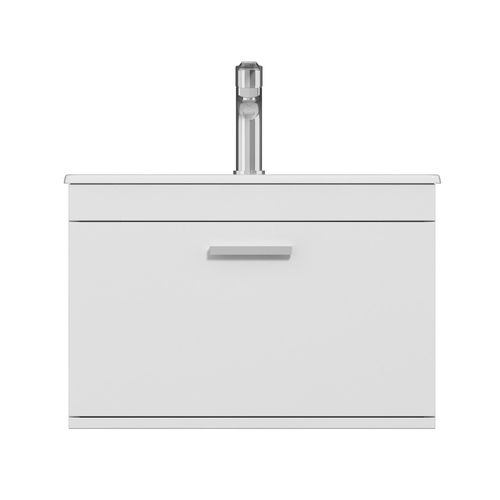 Meuble 1 Vasque Encastrée 60 Cm 1 Tiroir Blanc Salle De Bain - Rubite