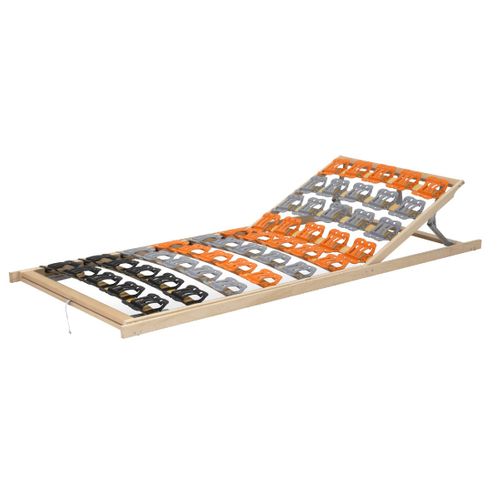 Sommier à Lattes Ergonomique Avec Plots De Soutien Cadre En Bois Tête Et Pied Relevables 120x200 Cm