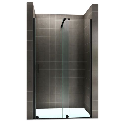 Porte De Douche H200 X 180 Cm Coulissante Noire Verre Transparent 8 Mm Napoli Black