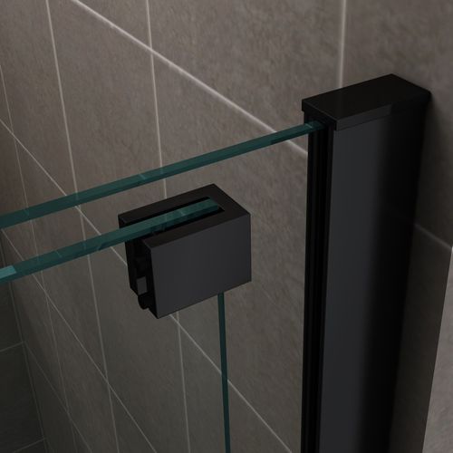 Porte De Douche H200 X 180 Cm Coulissante Noire Verre Transparent 8 Mm Napoli Black