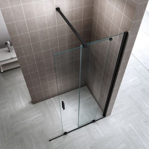 Paroi De Douche Italienne Noir 120 X 200 Cm Coulissante Verre 8 Mm Transparent Napoliblack