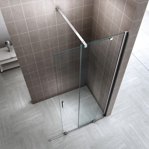 Paroi De Douche Italienne 130 X 200 Cm Coulissante Verre 8 Mm Transparent Anticalcaire Napoli