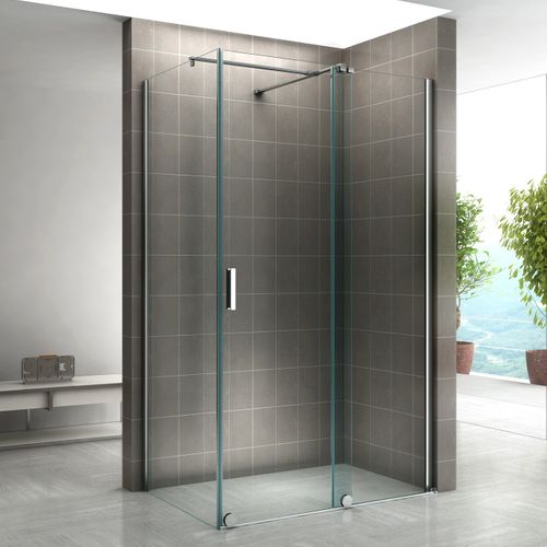 Paroi De Douche D'angle 90x140cm (porte 140) Porte Coulissante Verre 8 Mm Transparent H200 Cm Napoli