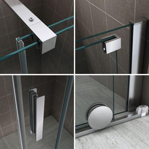 Paroi De Douche D'angle 90x140cm (porte 140) Porte Coulissante Verre 8 Mm Transparent H200 Cm Napoli