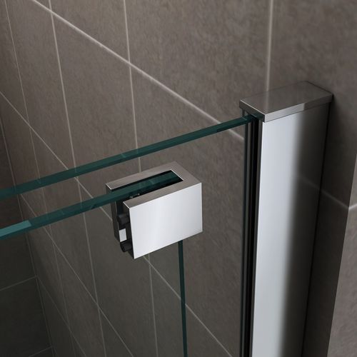 Paroi De Douche D'angle 80x130cm (porte 130) Porte Coulissante Verre 8 Mm Transparent H200 Cm Napoli