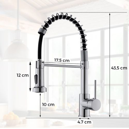 Robinet Mitigeur Cuisine Avec Douchette 2 Jets Loire Chrome Brillant